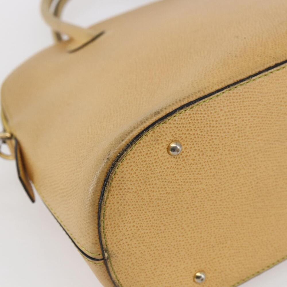 CELINE Hand Bag Leather 2way Yellow Gold Auth bs29816 - Picture 14 of 16